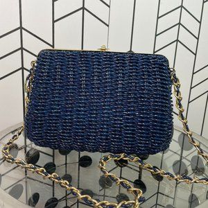 Blue braided clutch